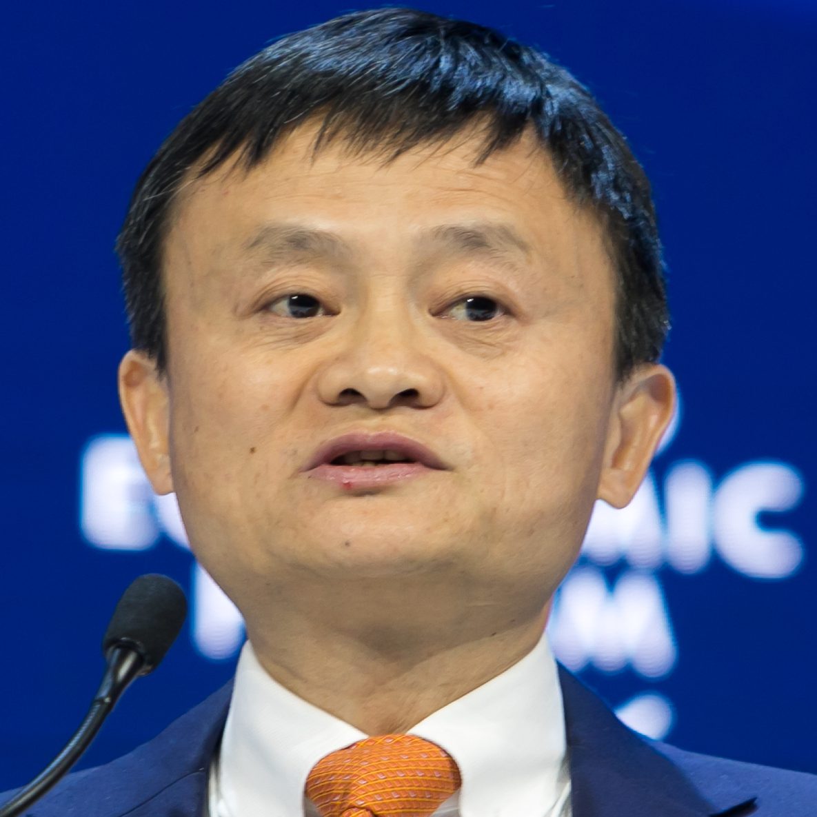 Enabling eCommerce: Small Enterprises, Global Players Jack Ma, Executive Chairman, Alibaba Group Holding, People's Republic of China; Member of the Board of Trustees, World Economic Forum, speaking during the session, Enabling eCommerce: Small Enterprises, Global Players, at the Annual Meeting 2018 of the World Economic Forum in Davos, January 24, 2018. Copyright by World Economic Forum / Ciaran McCrickard